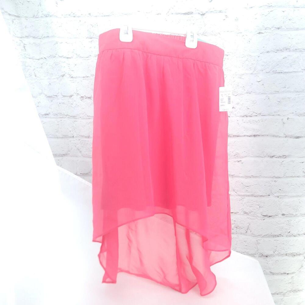 Maurices Dark Coral Pink Mini Polyester Skirt With Overlay Elastic Waist